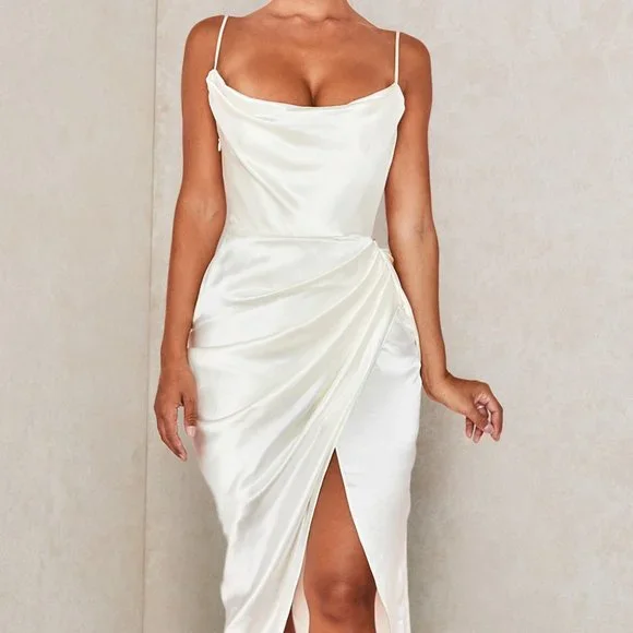 House of CB | Dresses | House Of Cb Reva Dress Ivory Satin Balcony Corset |  Poshmark